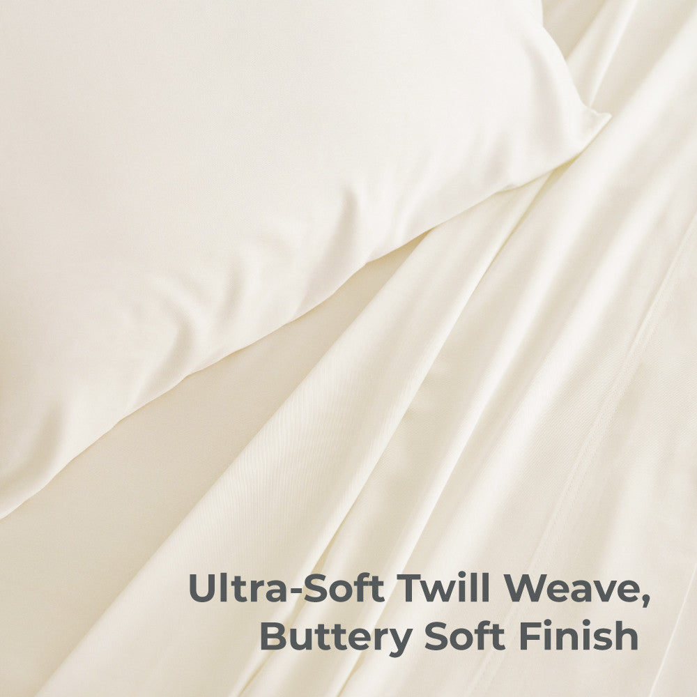 ultra-soft twill weave, buttery soft finish~Ivory