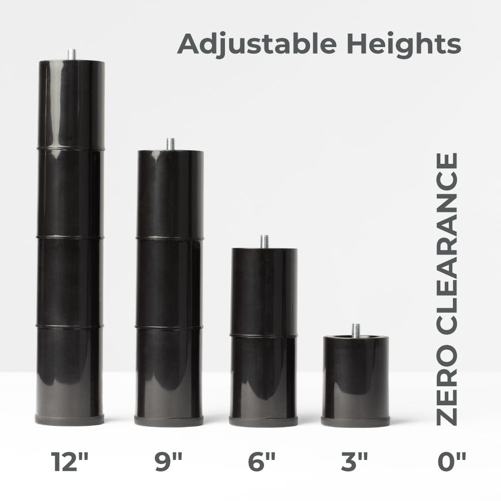 Adjustable heights. 12 inch, 9, 6, 3, zero clearance