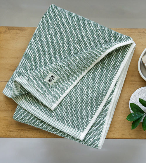 folded view oasis green bath towel