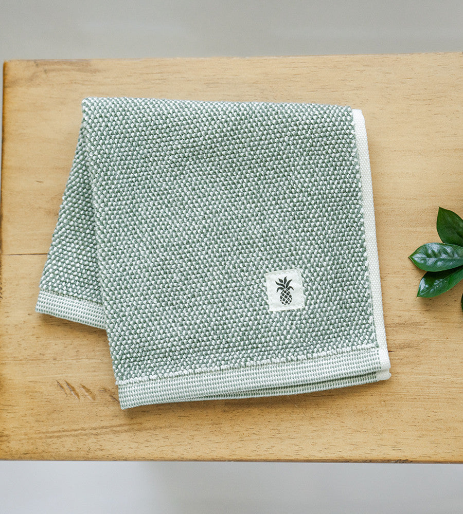 folded view of washcloth~Oasis Green