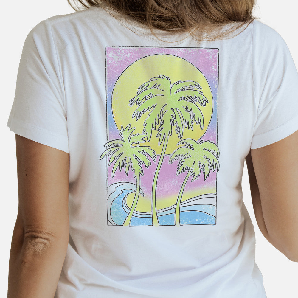 close-up on pastel palms back design