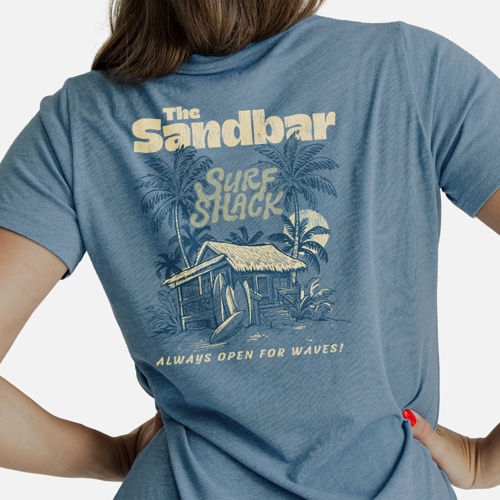 close-up on sandbar surf shack back design