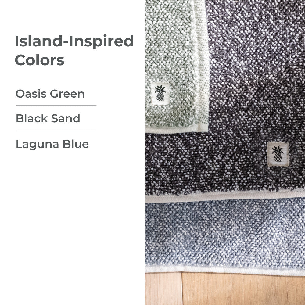 Island-Inspired Colors - Oasis Green, Black Sand, Laguna Blue