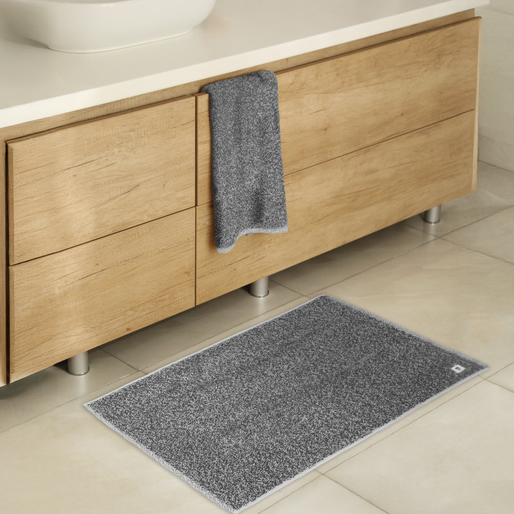 Two-Tone Bamboo Bath Mats — Black Sand