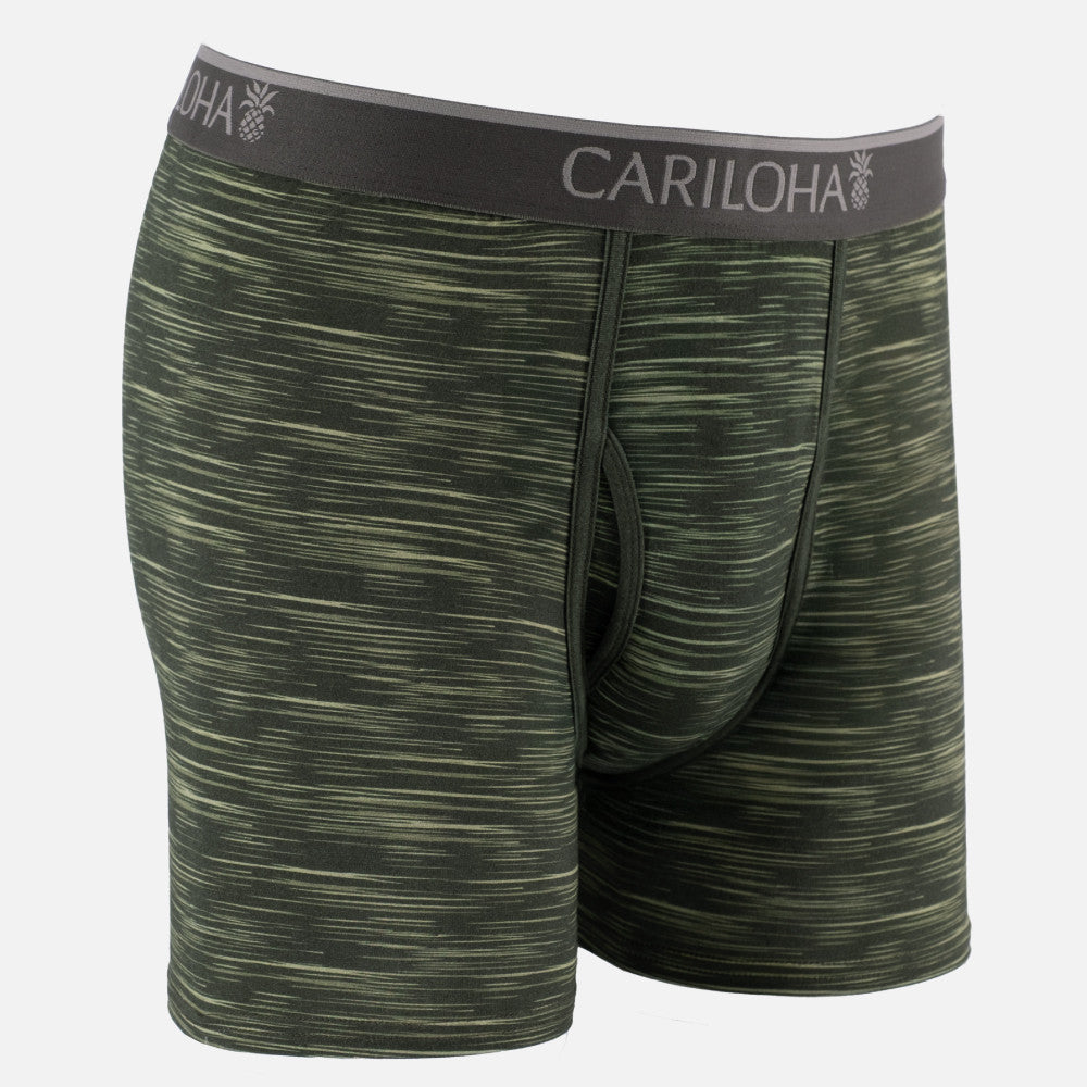 front view of olive spacedye boxer briefs