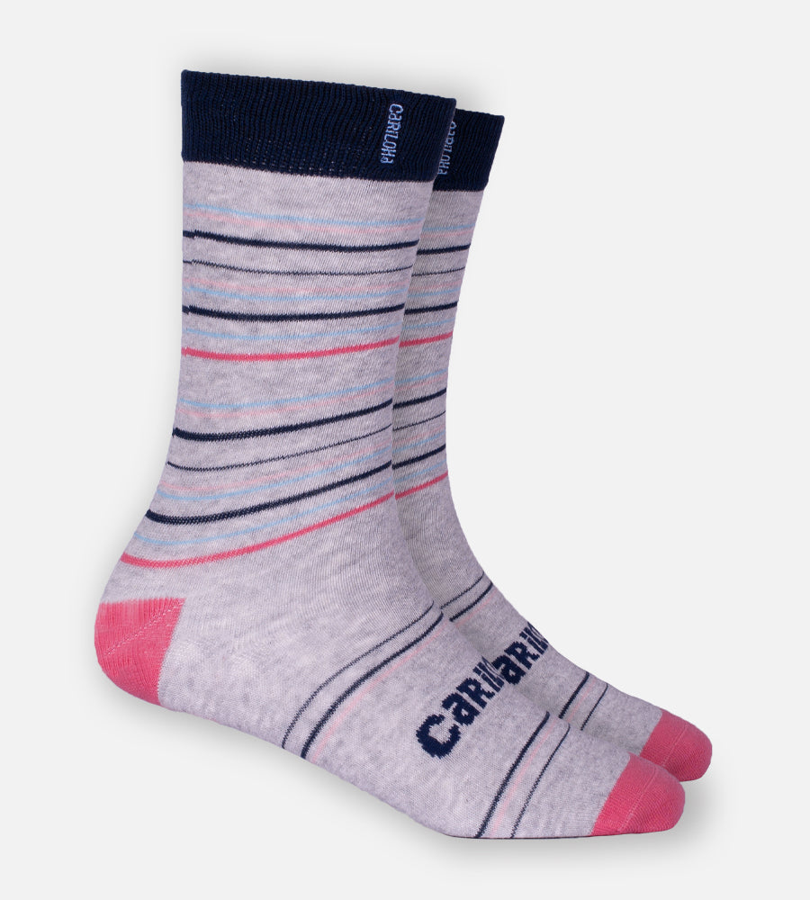 Bamboo Trouser Socks - Heather Gray Stripe — M