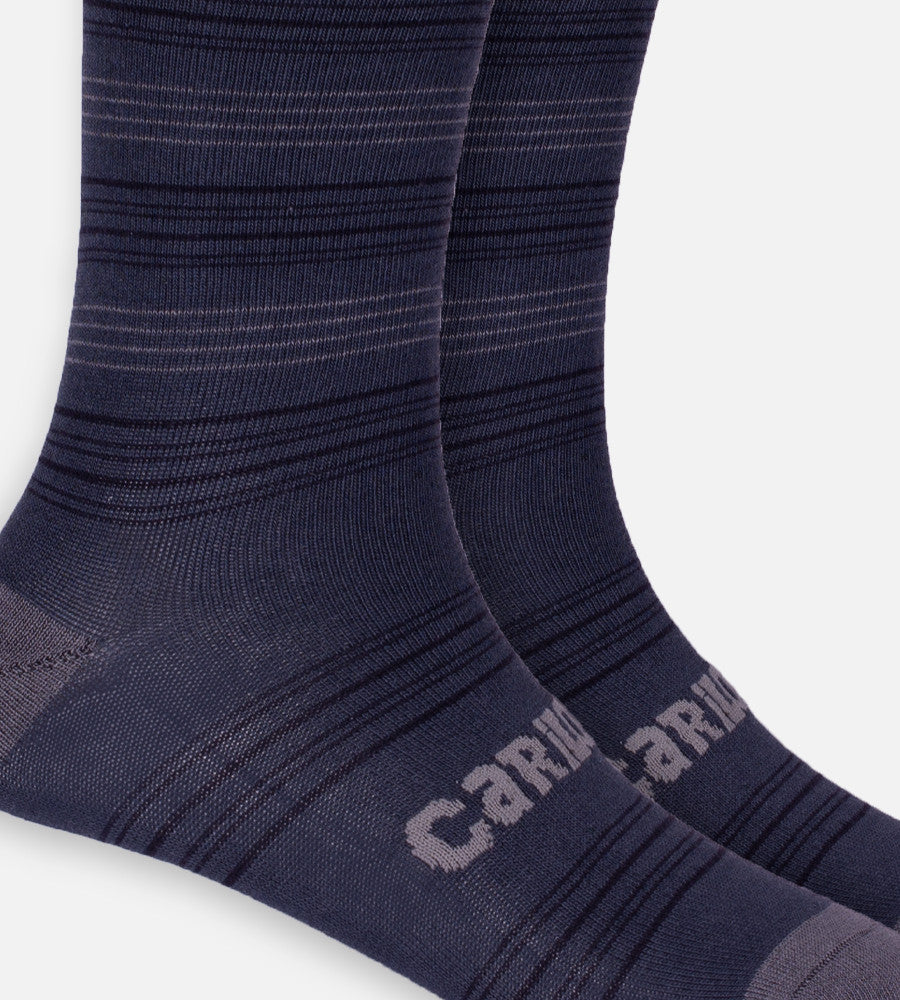 close-up on carbon stripe trouser socks