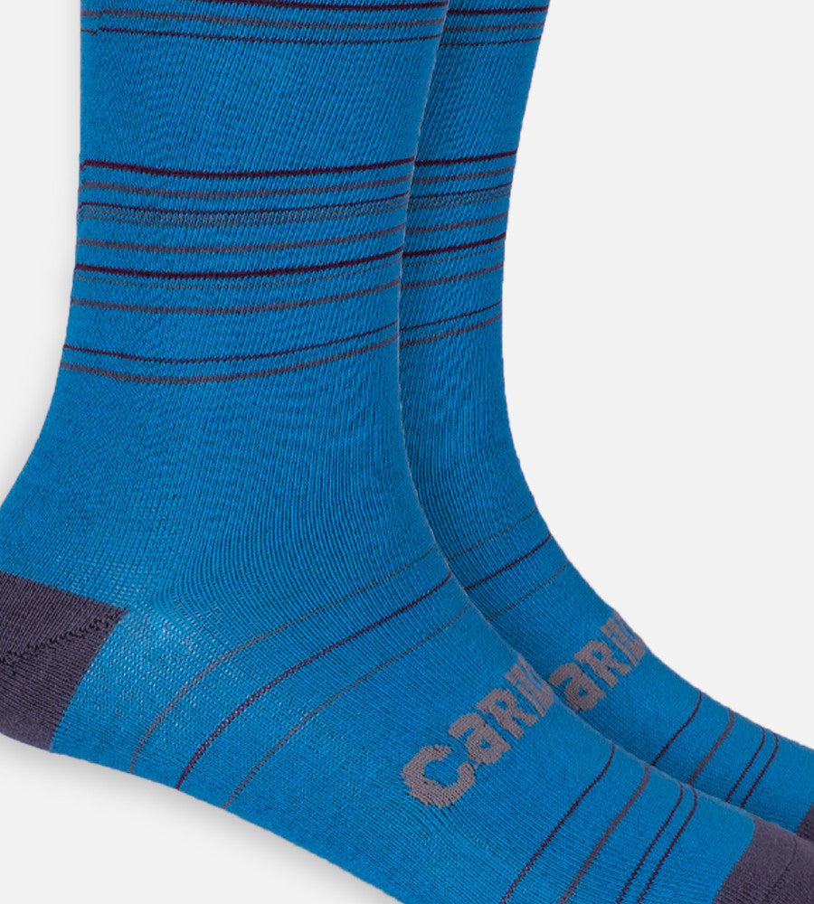 close-up on royal blue stripe trouser socks~Royal Blue Stripe