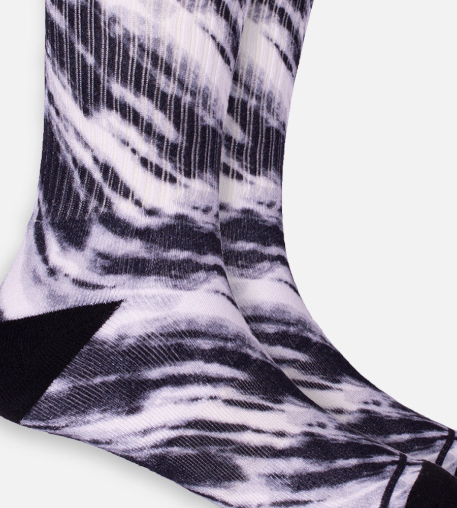 close-up on Black Tie Dye crew socks~Black Tie Dye