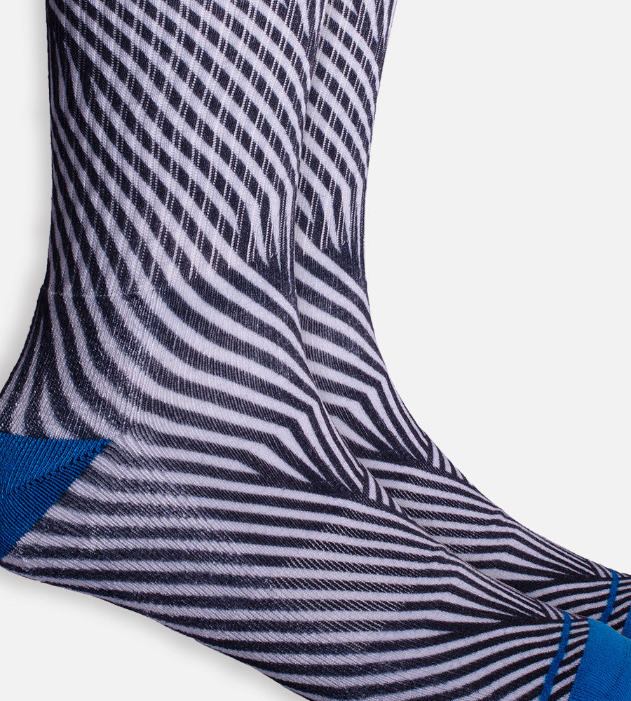 close-up on Black Geometric crew sock