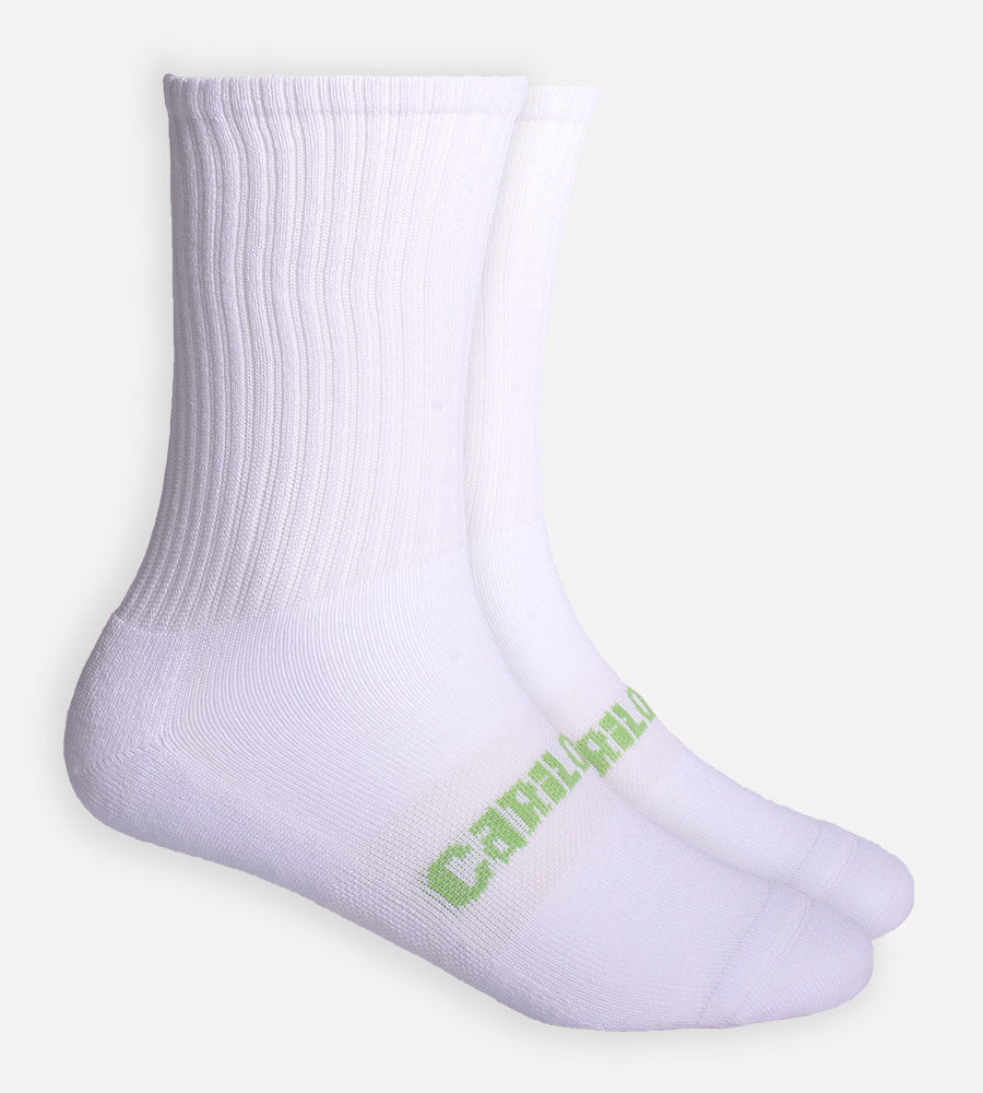 Bamboo Crew Socks - White — L
