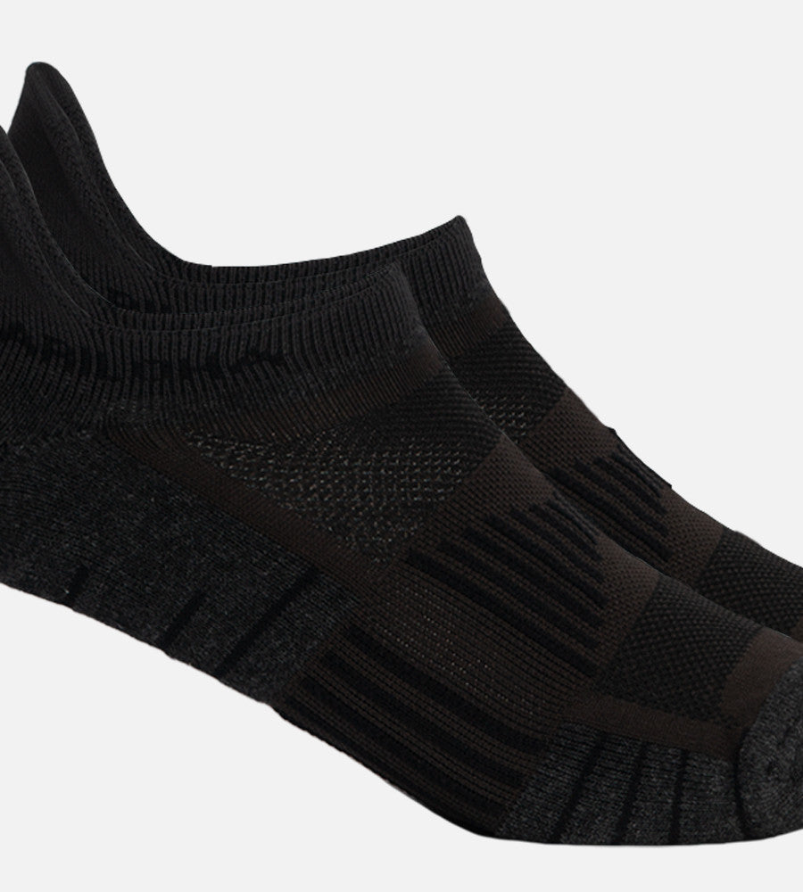 close-up on Carbon Heather/ Carbon tab athletic socks~Carbon Heather/ Carbon