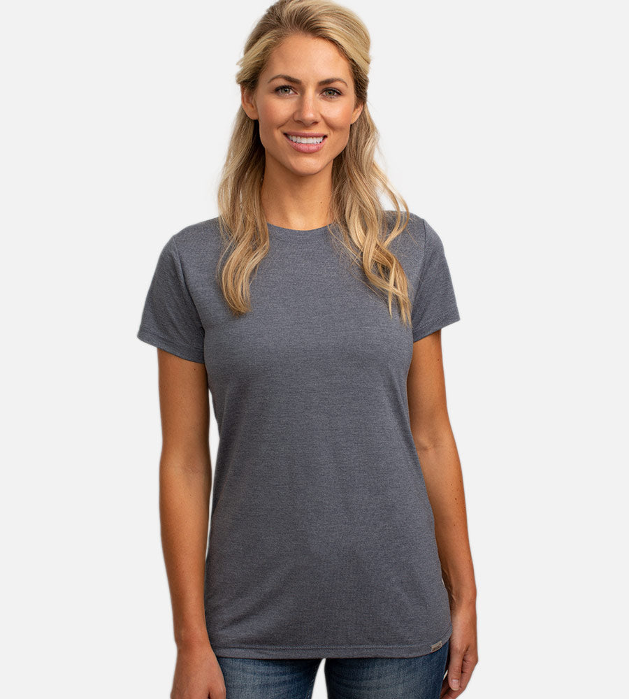 Women's Bamboo Crew Tee — Navy Heather / S