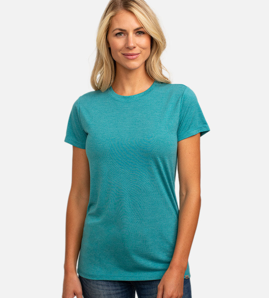 Women's Bamboo Crew Tee — Tropical Teal Heather / L
