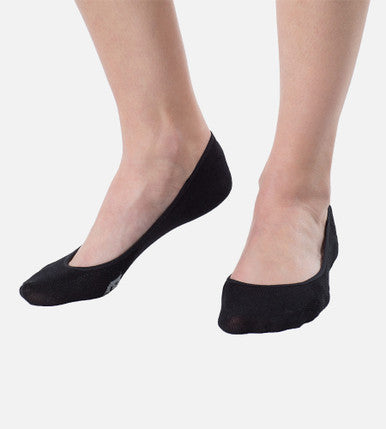 front view of girl wearing black no show socks~Black