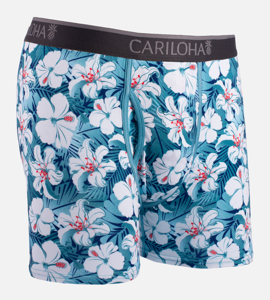 Bamboo Boxer Briefs - Blue Hibiscus — XL