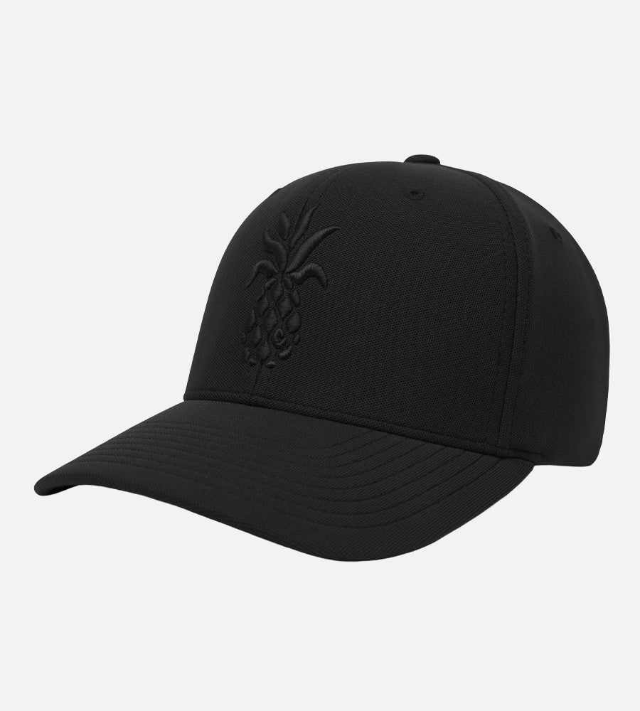 front view of performance mini pique hat~Black