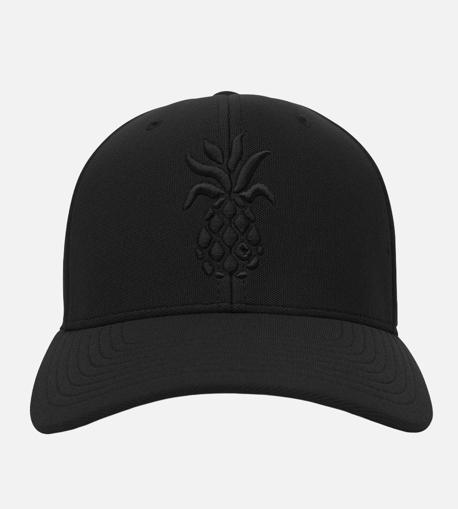 front view of performance mini pique hat~Black