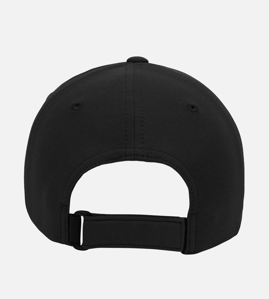 back view of performance mini pique hat~Black