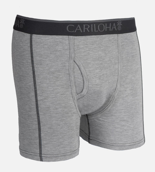 front view of light heather gray boxers