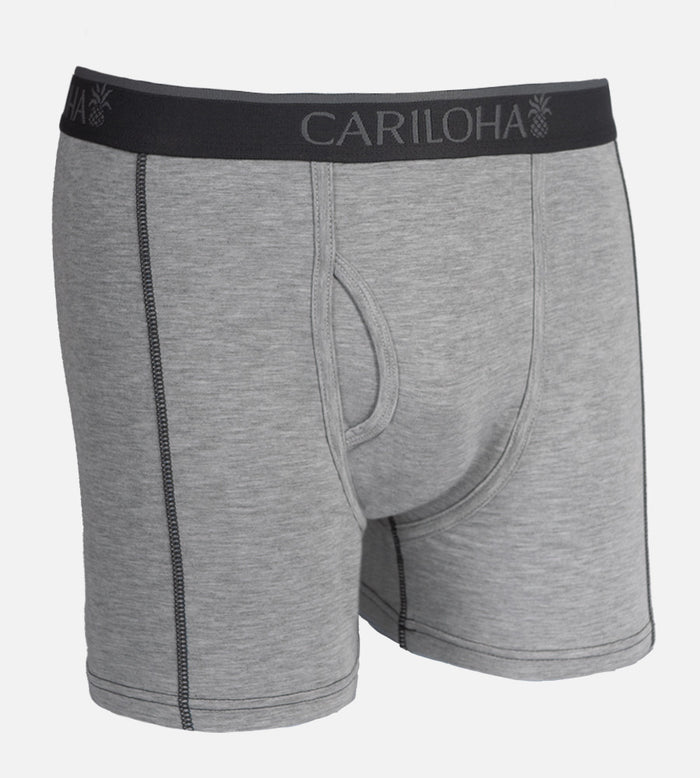 front view of light heather gray boxers