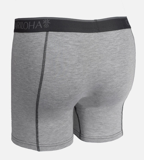 back view of light heather gray boxers