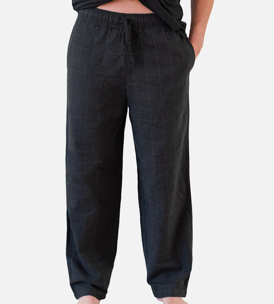 Men's Bamboo Woven Sleep Pants — Plaid Black / M