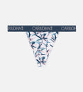 flat front view of caribbean jade print thong