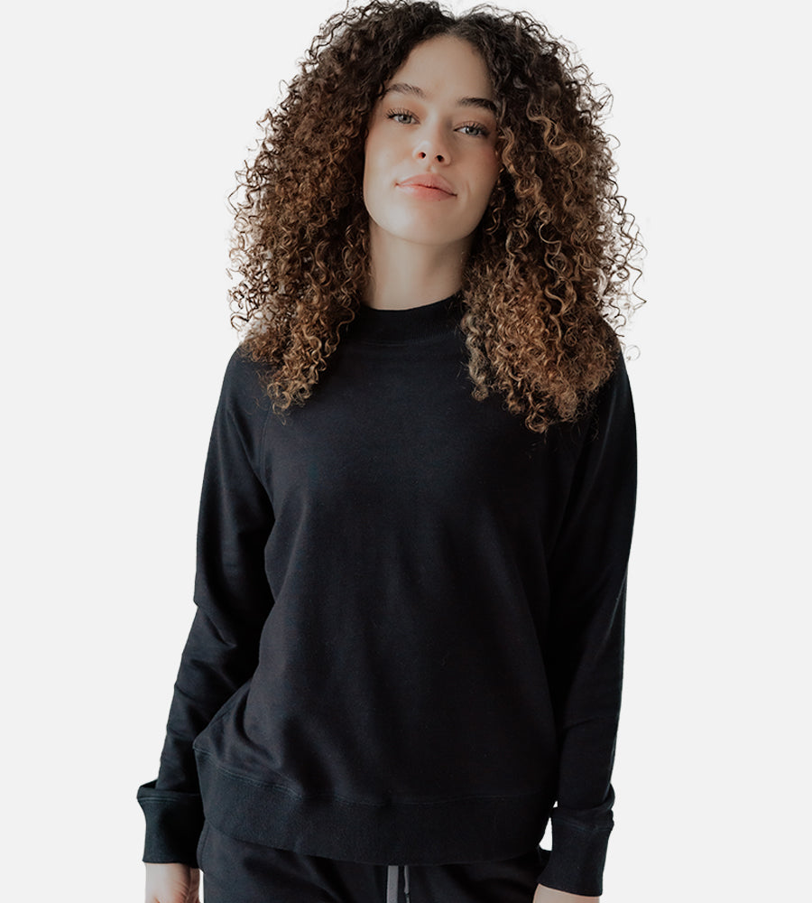 Women's Bamboo Pullover Sweatshirt — Black / M