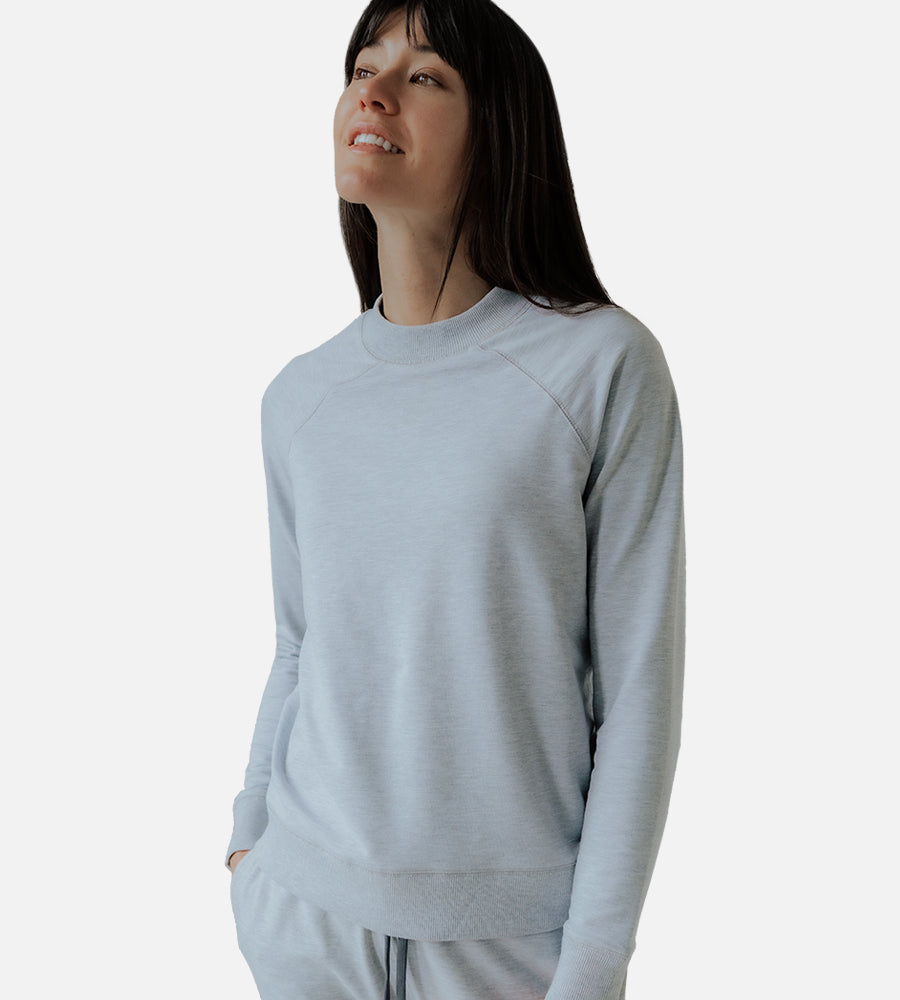 Women's Bamboo Pullover Sweatshirt — Light Heather Gray / L