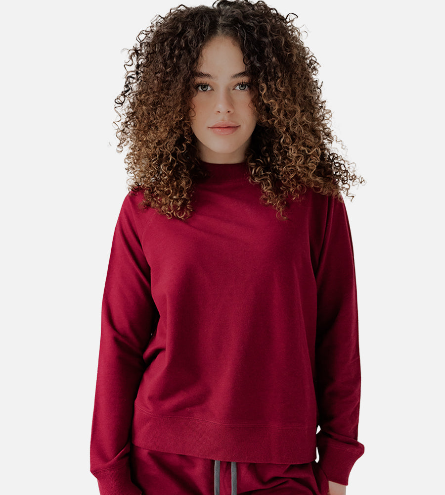 Women's Bamboo Pullover Sweatshirt — Pomegranate / M