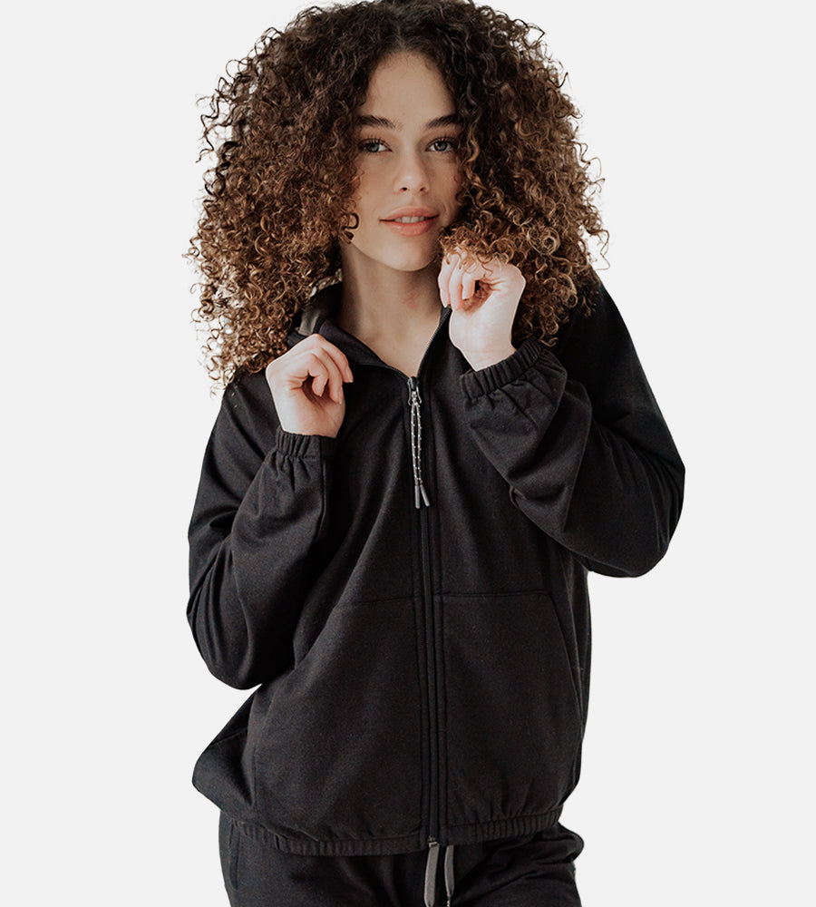 Women's Bamboo Relaxed Fit Jacket — Black / XL