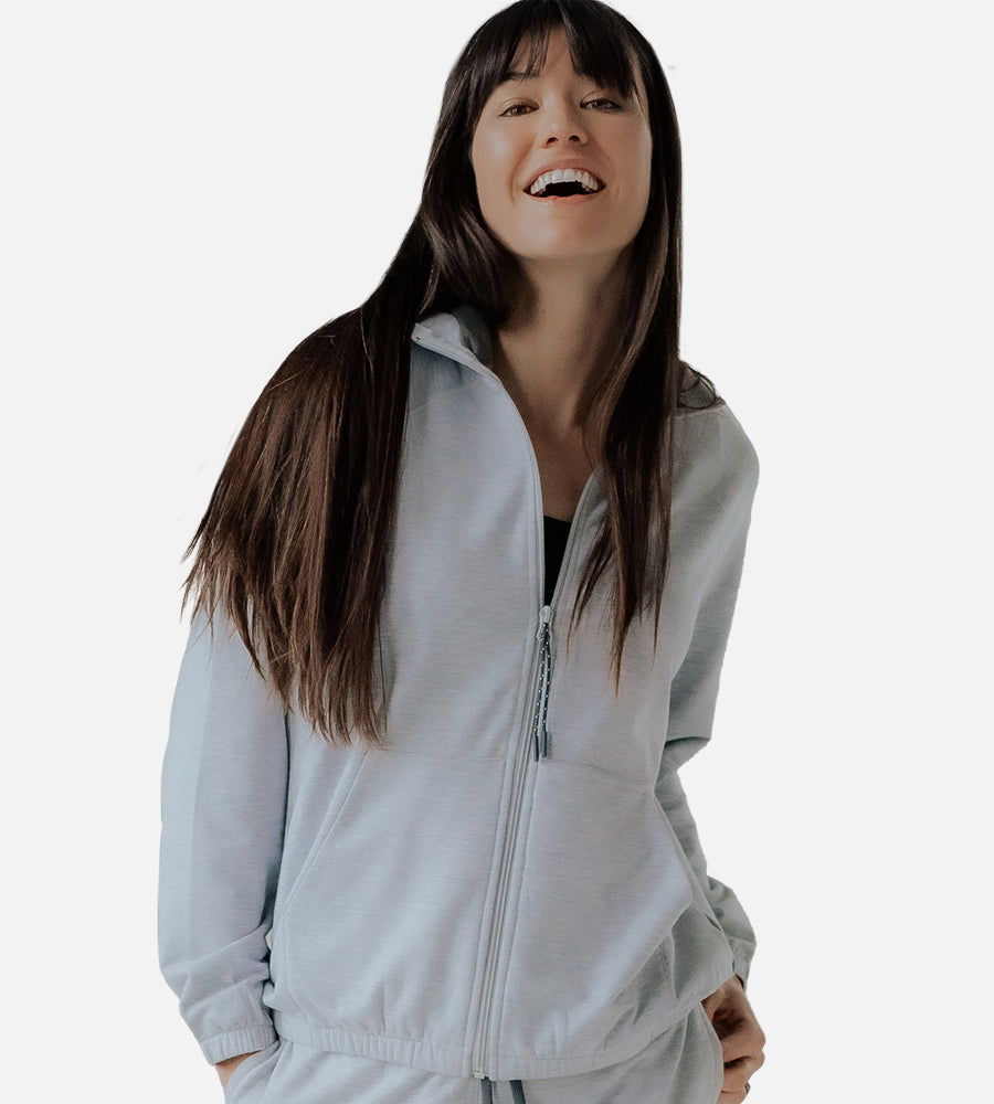 Women's Bamboo Relaxed Fit Jacket — Light Heather Gray / XL