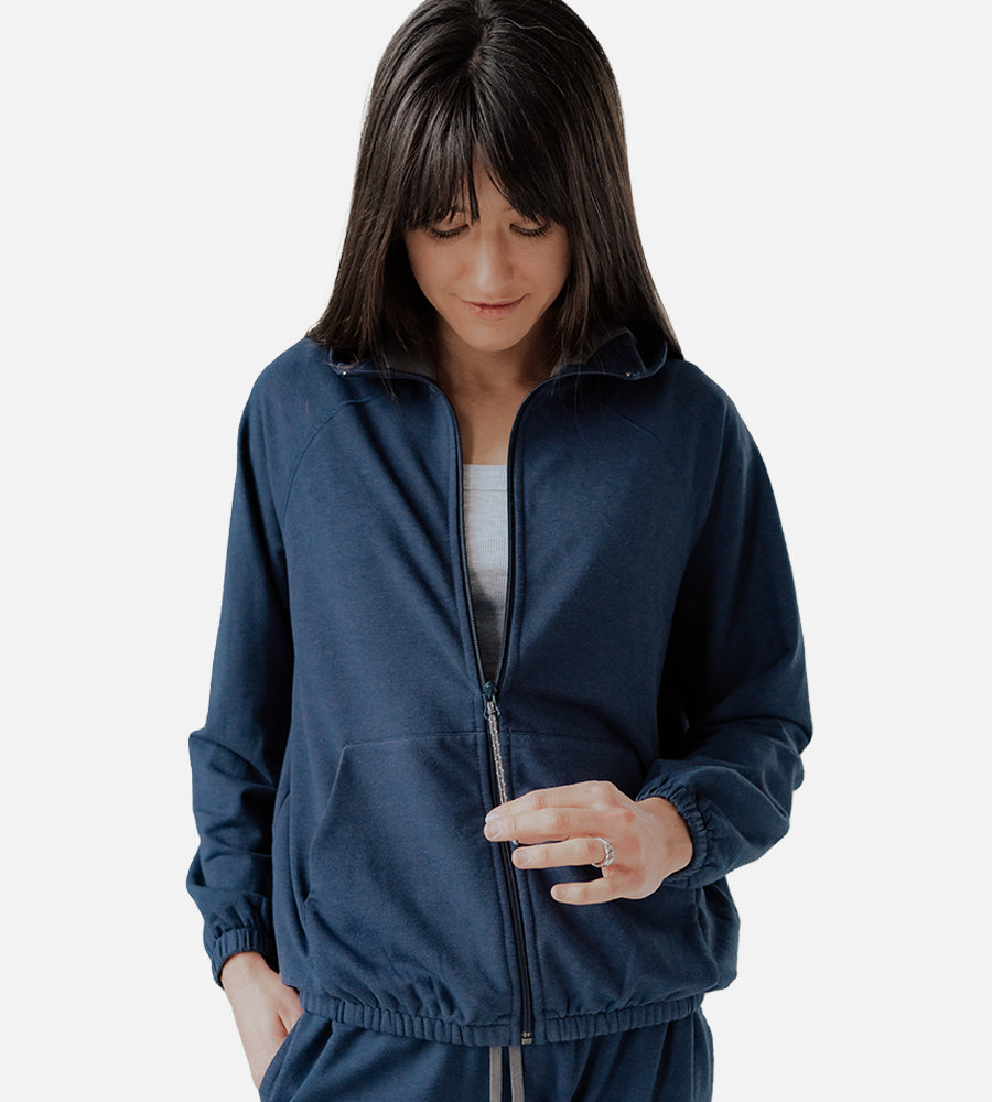 Women's Bamboo Relaxed Fit Jacket — Indigo / XL