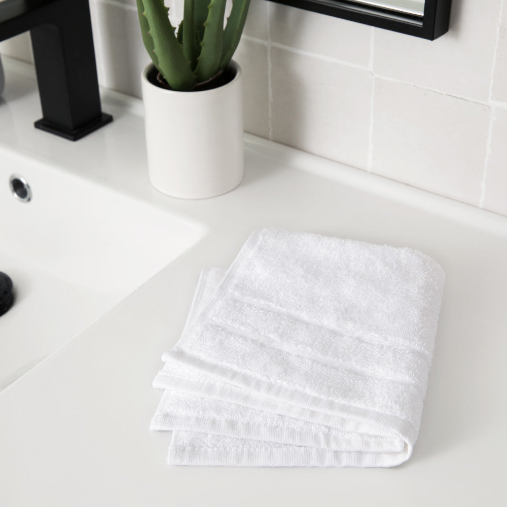 folded white washcloth