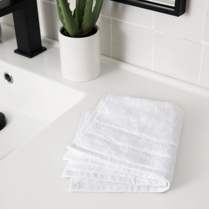 folded white washcloth