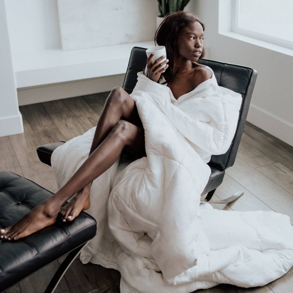 model wrapped in comforter~Full/Queen