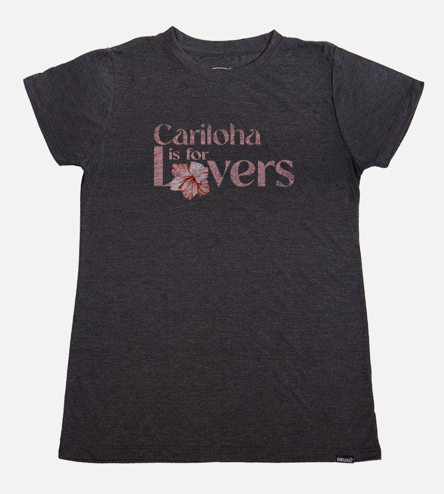 flat front view of is for lovers charcoal heather crew tee