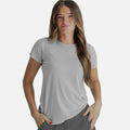 front view of model wearing silver stone crew tee