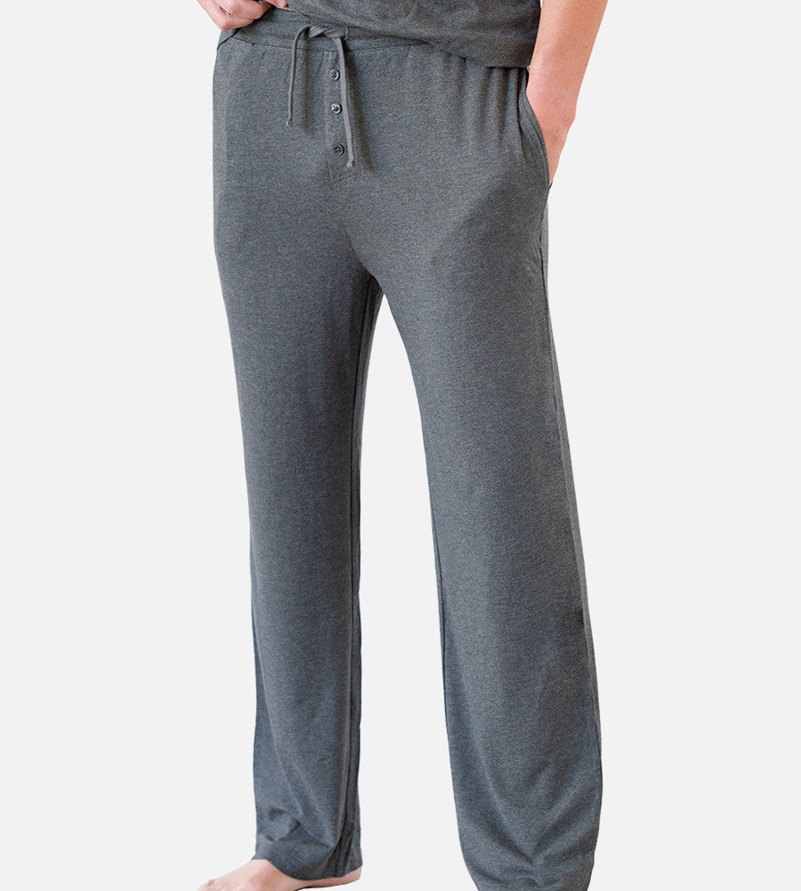 front view of models legs wearing charcoal heather pants