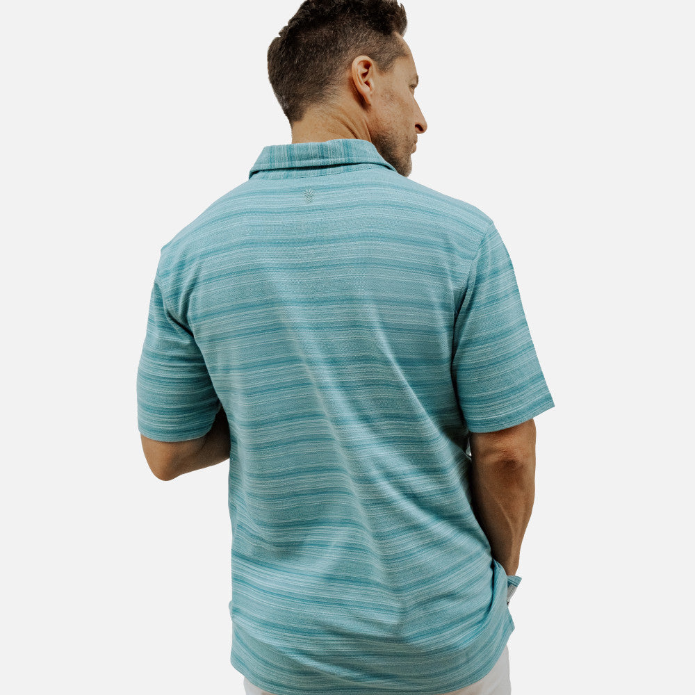 back view  of Jacquard Polo~Reef Blue