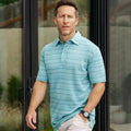 man wearing a Jacquard Polo~Reef Blue