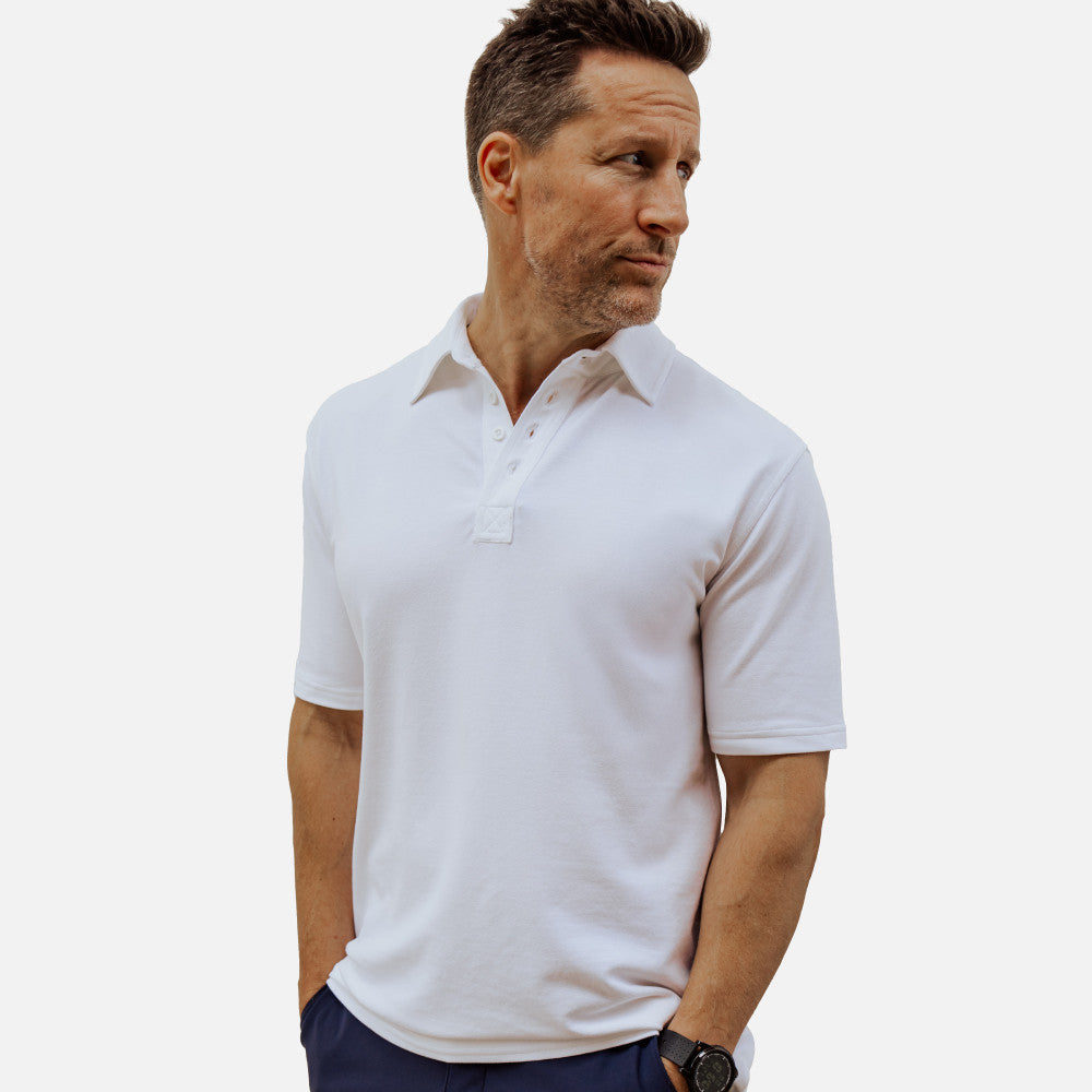 front view of Jacquard Polo~White